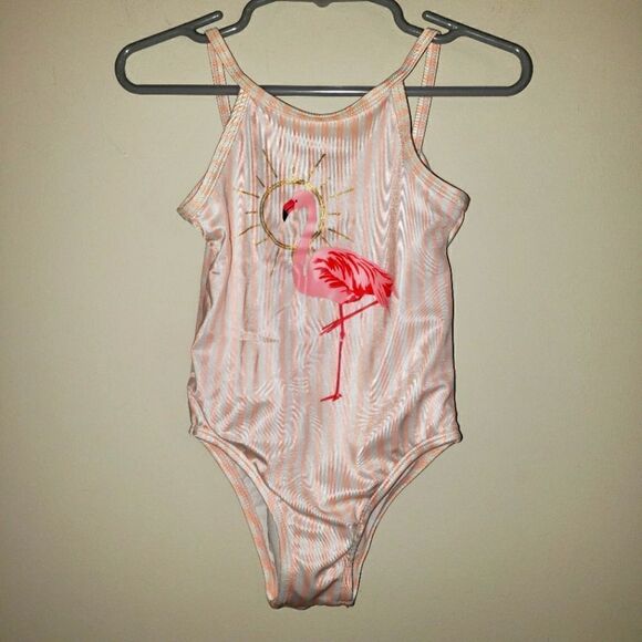 CRAZY 8 FLAMINGO PINK AND WHITE BATHING SUIT SIZE 2T - Picture 1 of 4
